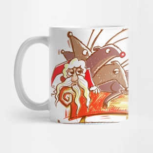 Santa and his sleigh full of lazy Reindeer Mug